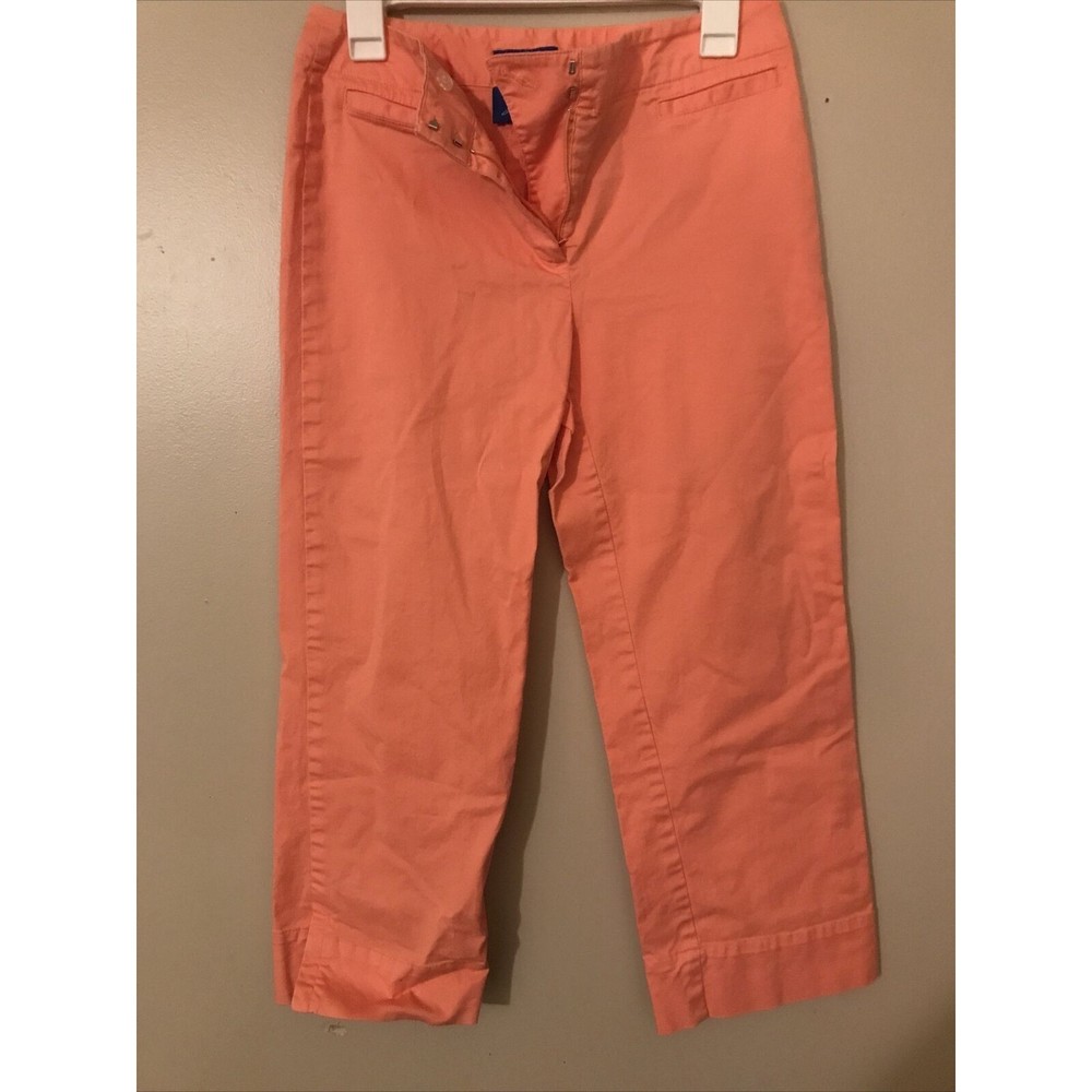 J. H Collectibles Capri Pants Size 6 Pink Stretch Hook Eye /Button Closure